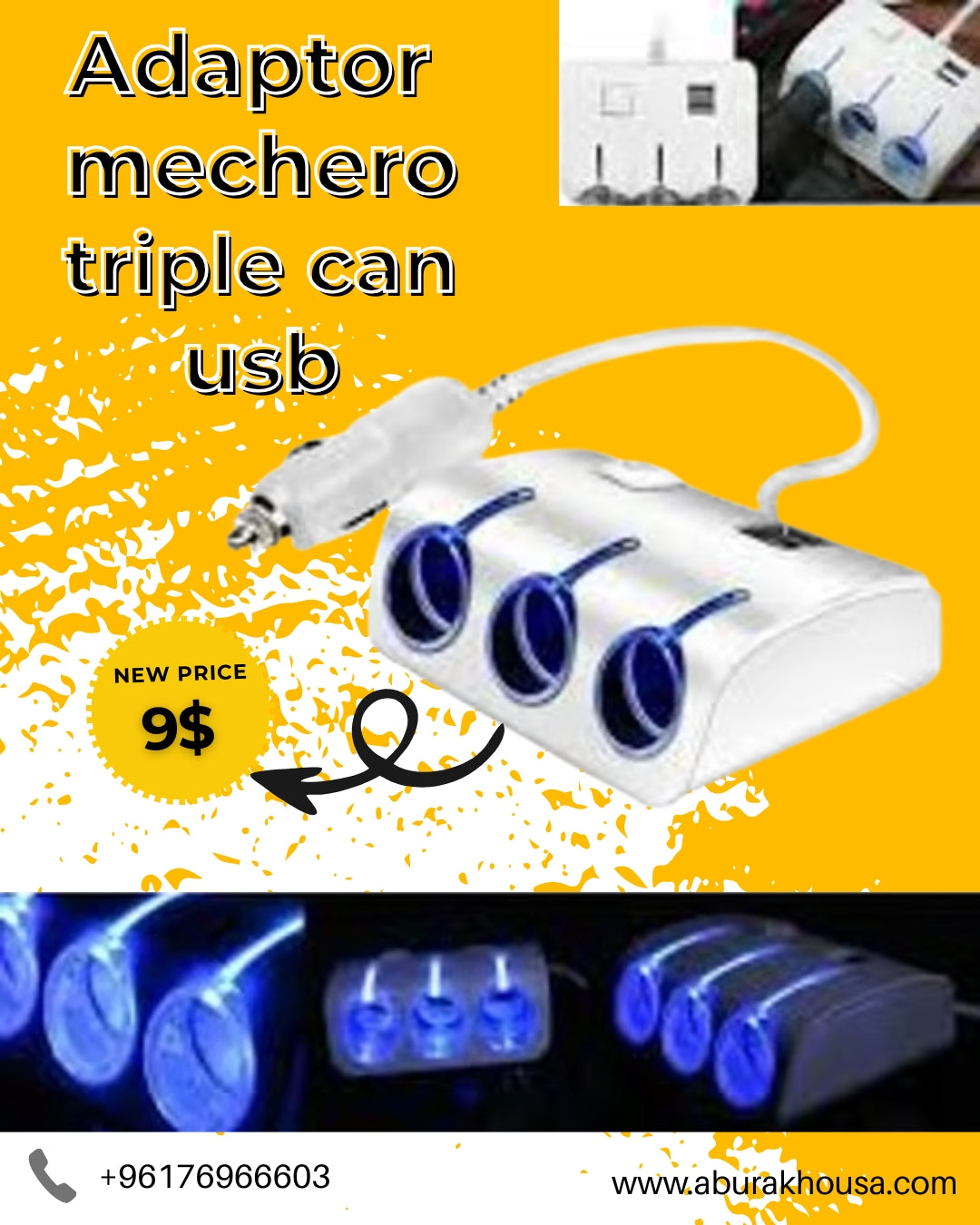 Adaptor Mechero Triple Can USB