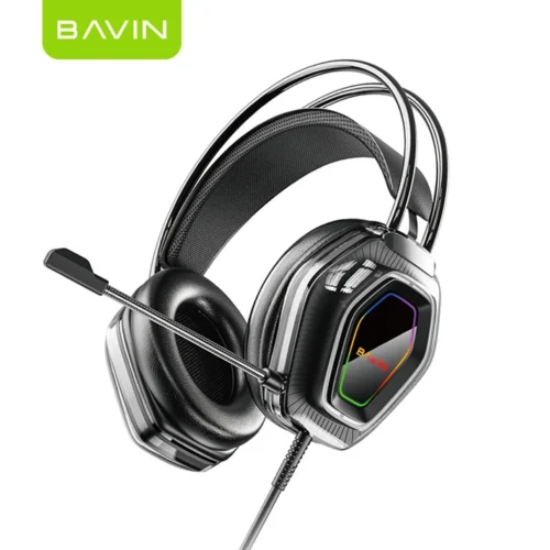 BAVIN BH62 RGB Wired Gaming Over-Ear Headphones w/ 360 Adjustable HD Microphone Vibrant LED Lights