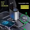 120W 4-in-1 Super Fast Retractable Car Charger
