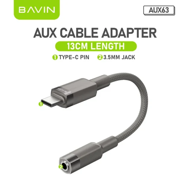 Bavin AUX63 Audio Cable 3.5mm to Type-C