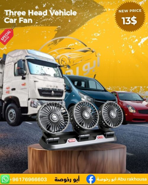 Three-Head Vehicle Car Fan