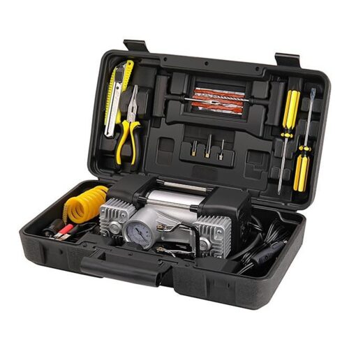 Double Cylinder Car Air Compressor 12V with Tool Kit